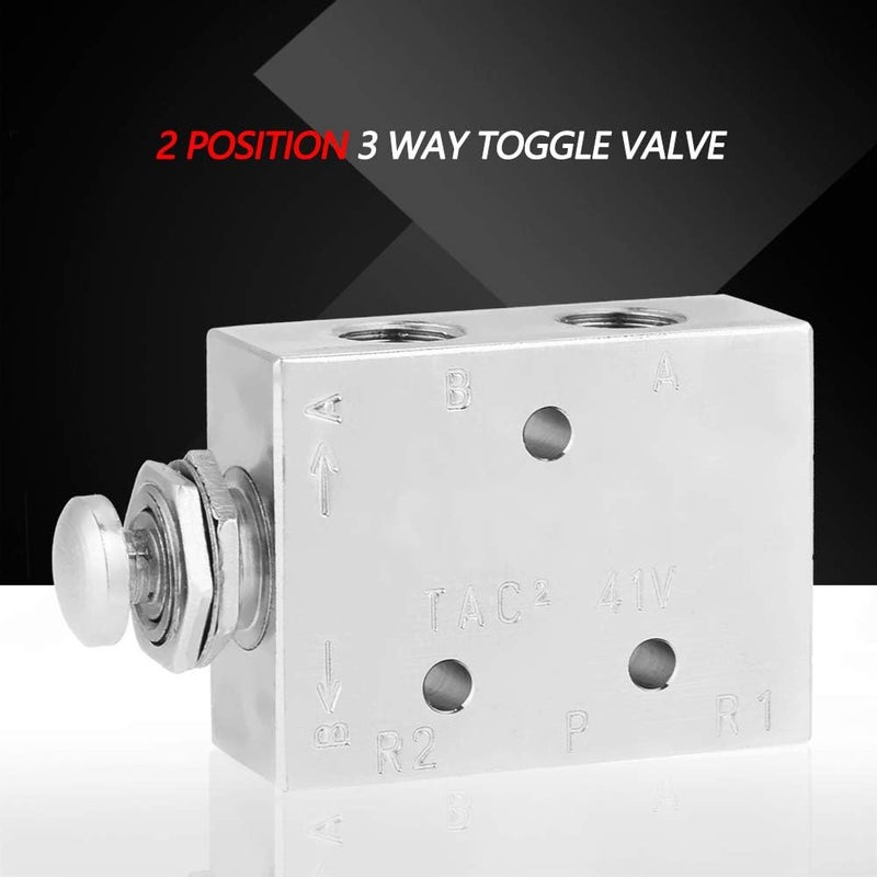 POCREATION TAC2-41P Toggle Valve, 2 Position 3 Way Air Pneumatic Knob Control ON/OFF Air Control Toggle Valve Type Mushroom Push Button 2.16 x 1.26inch - Image 5